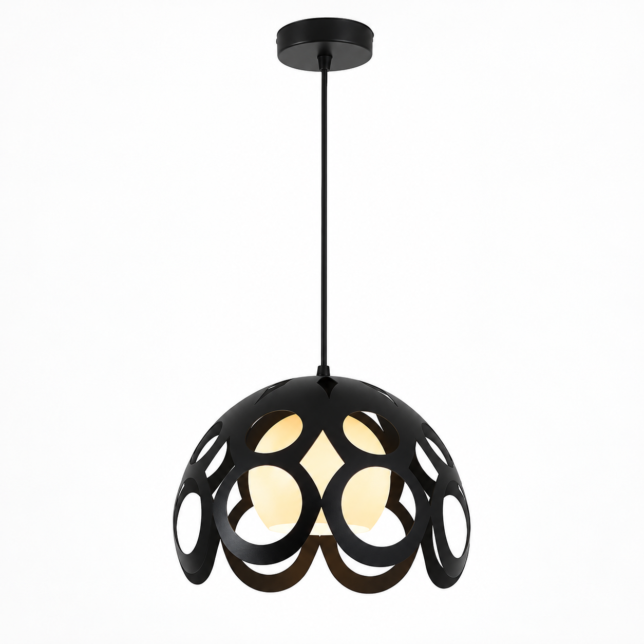Black oval cutout pendant light