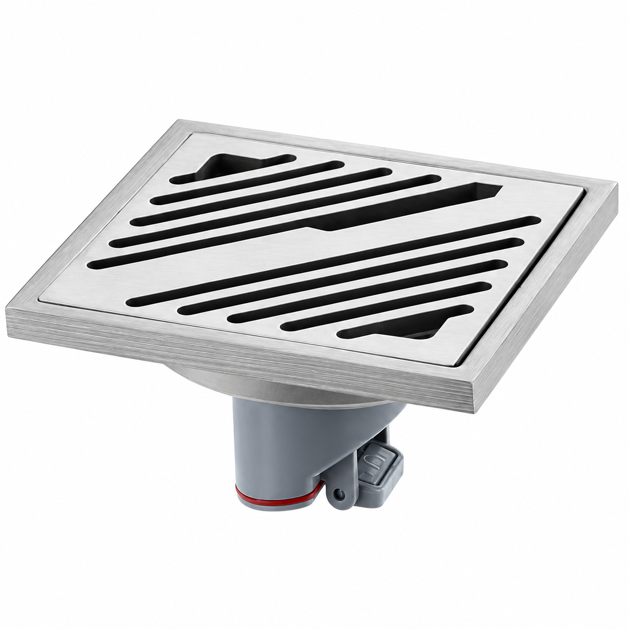 Silver Square Floor Drain with Diagonal Grille — source 4210